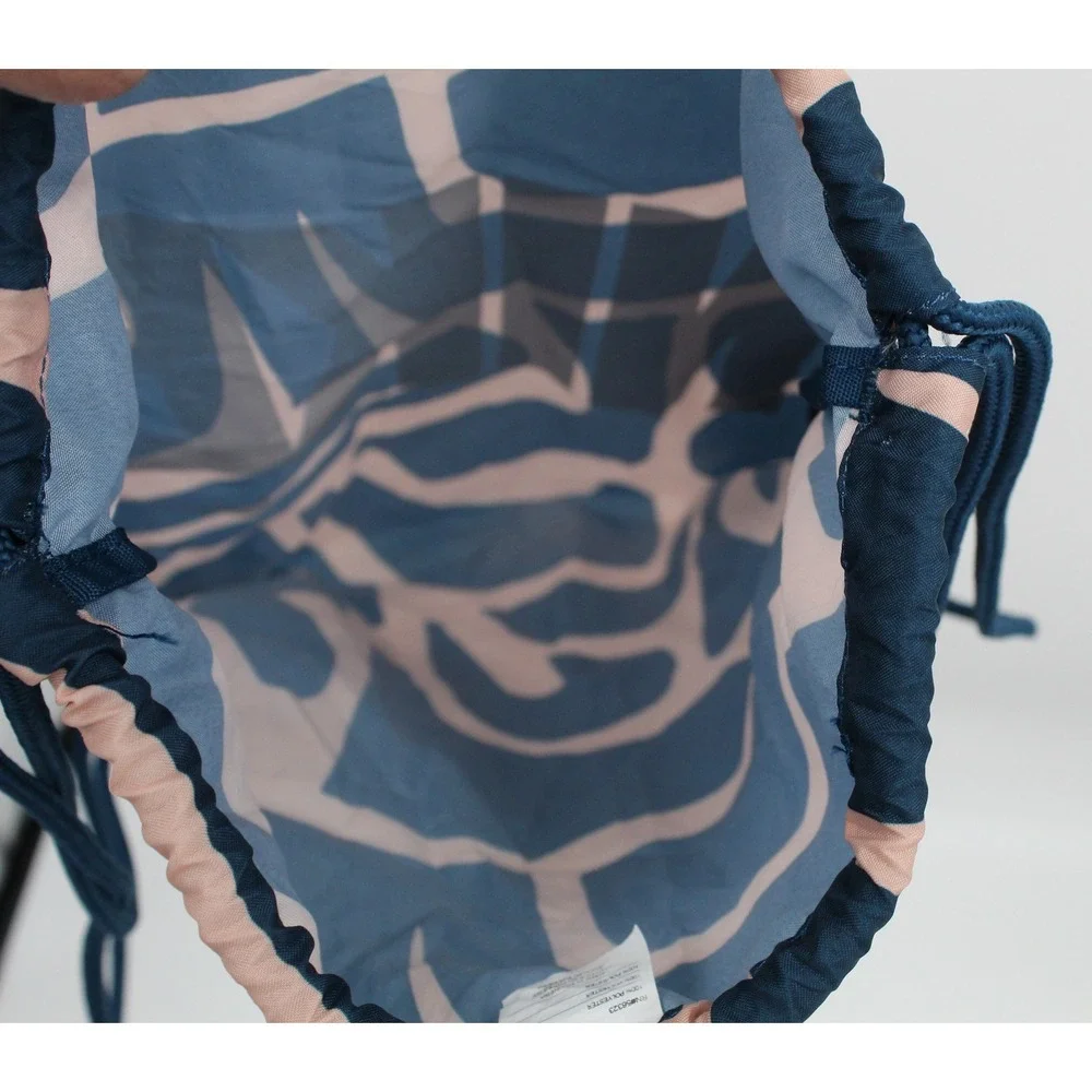 Nike Drawstring Gym Bag Navy Blue‎ Peach Abstract Print Gym Sackpack Logo Unisex